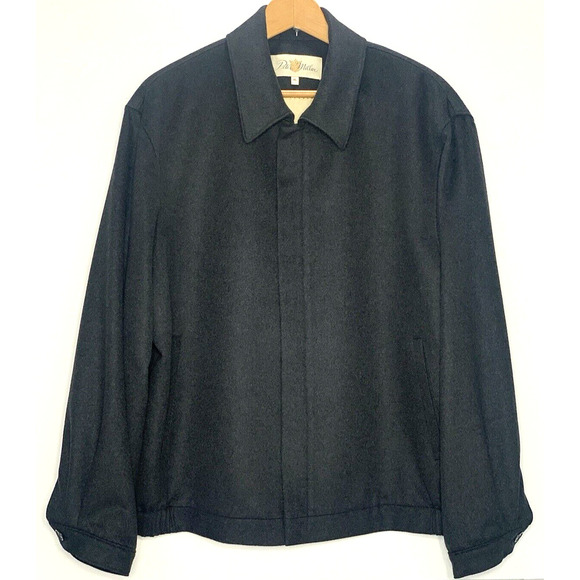 PETER MILLAR Cashmere Bomber Jacket Men XL Grey Silk Lined Driving Coat EUC - Picture 1 of 7